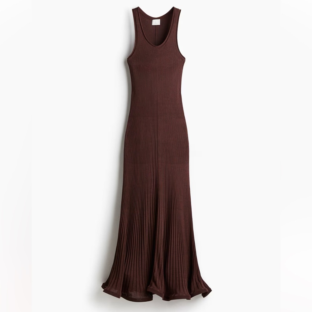 H&M Silk-Blend Maxi Dress Dark Brown Large NWT